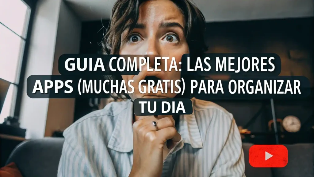 Hombre latino joven con cara de sorpresa y agobio, rodeado de notas adhesivas de colores que vuelan a su alrededor, representando el caos de tareas pendientes.